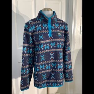 L.L. BeanAztec pattern snap t fleece pullover    Jacket - Navy and Teal size XL.